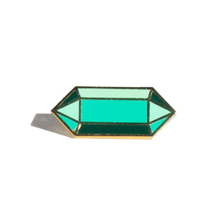 Emerald Enamel Pin - Nickel & Suede