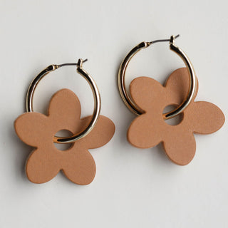 Fall Leather Petal Charms - Nickel & Suede