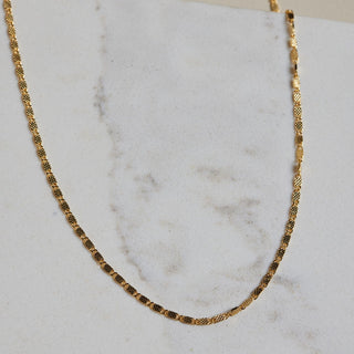 Flat Bar Chain Necklace - Nickel & Suede