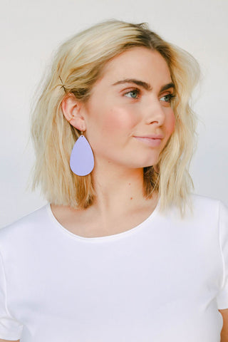 French Lilac Teardrops - Nickel & Suede