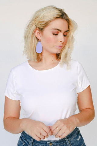 French Lilac Teardrops - Nickel & Suede