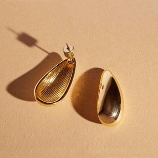 Gold Dome Droplet Earrings - Nickel & Suede