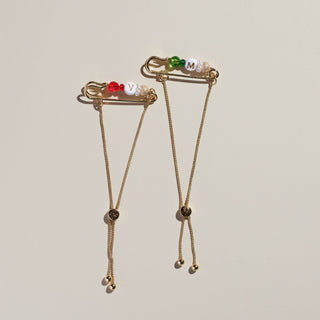 Gold Holiday Safety Pin Bracelet - Nickel & Suede