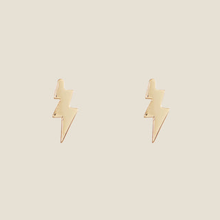 Gold Lightning Bolt Studs - Nickel & Suede
