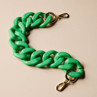 Green Acrylic Handbag Chain - Nickel & Suede