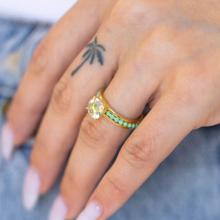 Green Belle Exchangeable Ring Band - Nickel & Suede