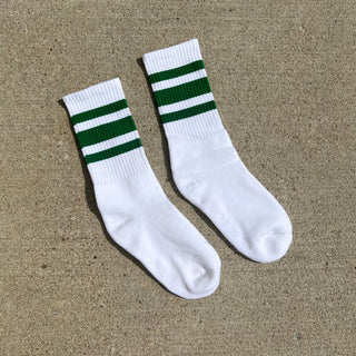 Green Striped Crew Socks - Nickel & Suede
