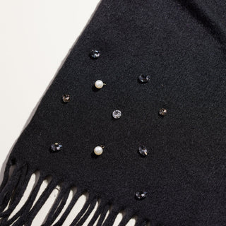 Jeweled Knit Scarf - Nickel & Suede
