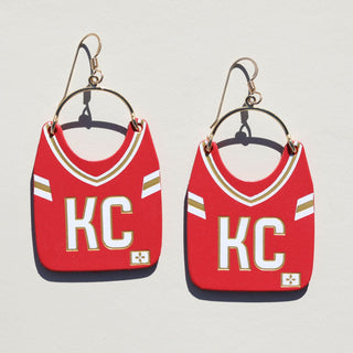 Kansas City Chiefs Jersey Earrings - Nickel & Suede
