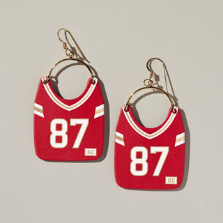 Kansas City Chiefs Jersey Earring #87 - Nickel & Suede