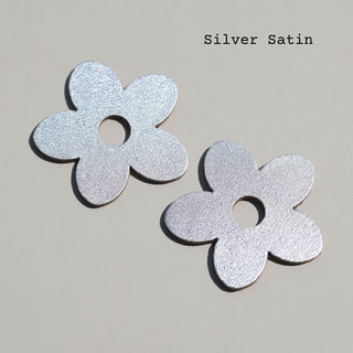 Leather Petal Charms - Nickel & Suede