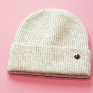 Oatmeal Collins Knit Beanie - Nickel & Suede