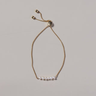 Gold Pearl Bolo Bracelet - Nickel & Suede