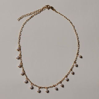 Pearl Charm Choker Necklace - Nickel & Suede