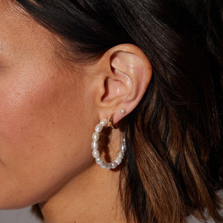 Pearl Hoop earrings - Nickel & Suede