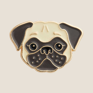 Pug Enamel Pin - Nickel & Suede