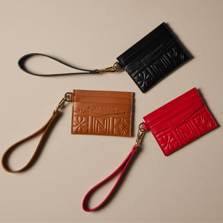 Red N&S Signature Card Case - Nickel & Suede