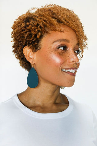 Royal Teal Teardrops - Nickel & Suede