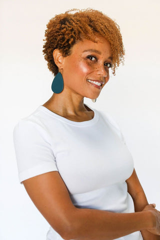 Royal Teal Teardrops - Nickel & Suede