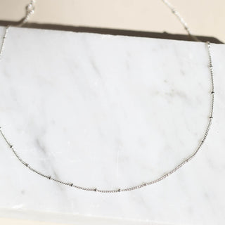 Silver Delicate Saturn Chain Necklace - Nickel & Suede