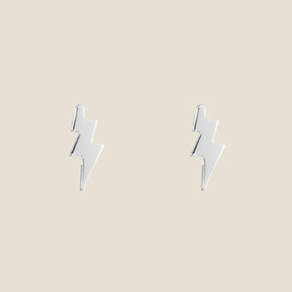 Silver Lightning Bolt Studs - Nickel & Suede