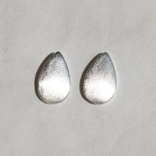 Silver Teardrop Studs - Nickel & Suede