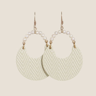 Soft Pearl Kennedy - leather and pearl statement earrings - Nickel & Suede