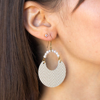 Soft Pearl Kennedy - leather and pearl statement earrings - Nickel & Suede