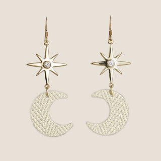 Soft Pearl Luxe Serenas - leather and gold statement earring - Nickel & Suede