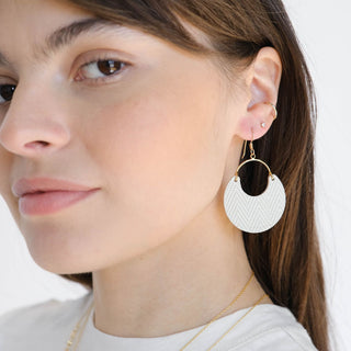 Soft Pearl Ninas leather statement earrings - Nickel & Suede