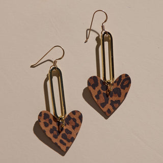 Spotted Leopard Milas - leather statement earrings - Nickel & Suede