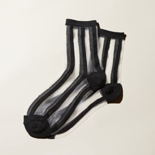 Striped Sheer Socks - Nickel & Suede