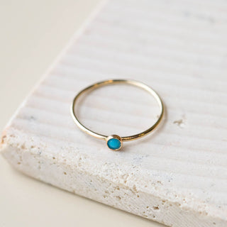 Turquoise Stacking Ring in Gold - Nickel & Suede