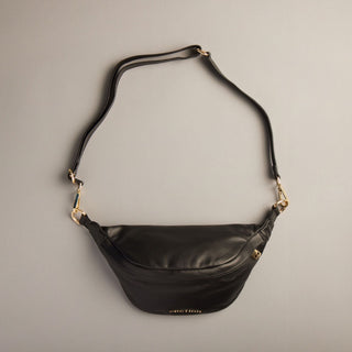 Verona Belt Bag in Black - Nickel & Suede