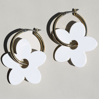 White Petal Charms - Nickel & Suede